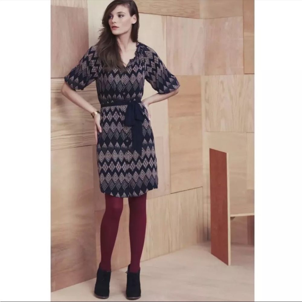 Anthropologie Edme &‎ Esyllte Blue Rugged Carats Dress Size 4